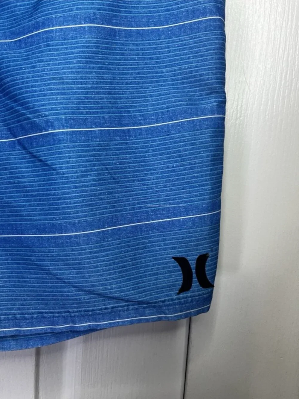 Hurley Shorline Boys Boardshorts Sz 14 Neptune Blue Drawstring Striped Beach
